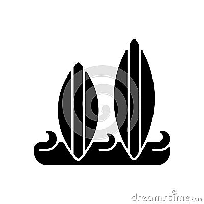 Surfboard black glyph icon Vector Illustration