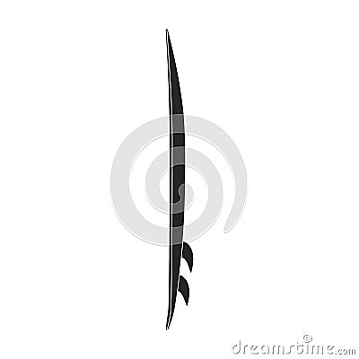 Surfboard black vector icon.Black vector illustration surf Isolated illustration of surfboard icon on white background. Vector Illustration