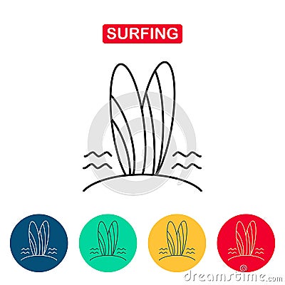 Surfboard line icon. Vector Illustration