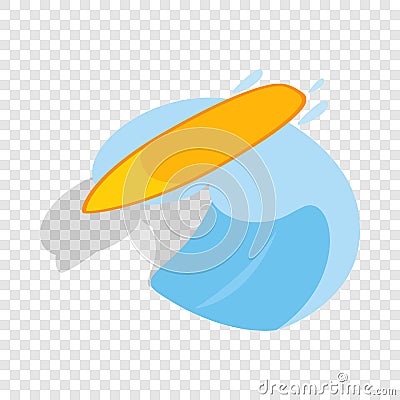 Surfboard with wave isometric icon Vector Illustration