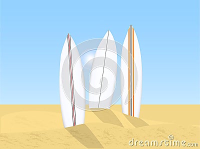 Surfboards and Sand Vector Illustration