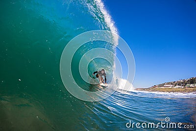 Surfer Hollow Wave Ride Editorial Stock Photo