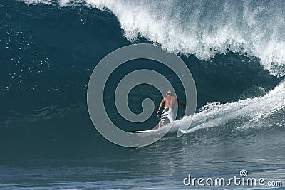 Surfer at Backdoor Pipeline Stock Photo