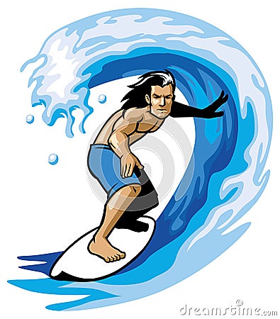 Surfer on the barrel Vector Illustration