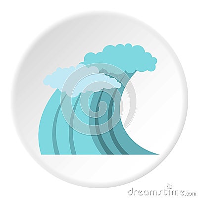 Surfer blue wave icon, flat style Cartoon Illustration