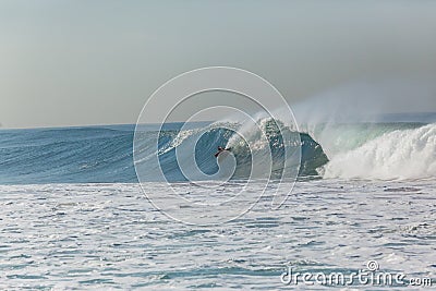 Surfer Bodyboarder Surfing Wave Stock Photo