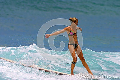 Surfer Brooke Rudow Surfing in Hawaii Editorial Stock Photo