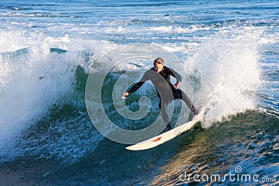 Surfer Chris Sanders Surfing at Steamer Lane California Editorial Stock Photo