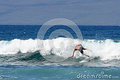 Wipeout on Maui Surf Beach Editorial Stock Photo