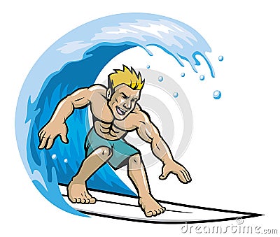 Surfer enjoying the wave Vector Illustration