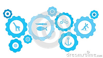 Surfer gear blue icon set Stock Photo