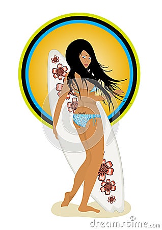 Surfer Girl Vector Illustration