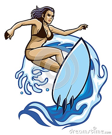 Surfer girl Vector Illustration