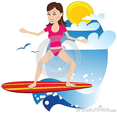Surfer girl Vector Illustration