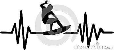 Surfer heartbeat line Vector Illustration