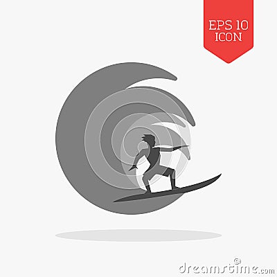 Surfer icon. Flat design gray color symbol. Modern UI web navigation, sign. Vector Illustration