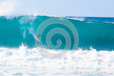 Surfer Kelly Slater Surfing Pipeline in Hawaii Editorial Stock Photo