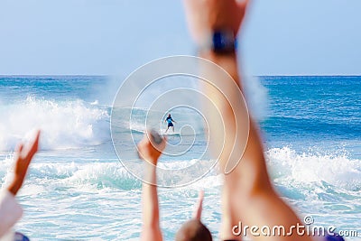 Surfer Kelly Slater Surfing Pipeline in Hawaii Editorial Stock Photo