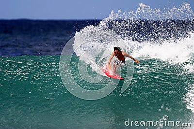 Surfer Mike Latronic Surfing at Rocky Point Editorial Stock Photo