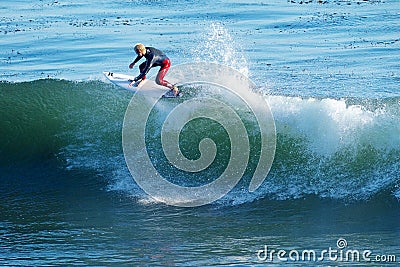 Surfer Nat Young Surfing in Santa Cruz, California Editorial Stock Photo
