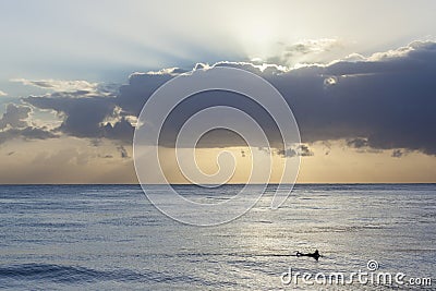 Surfer Ocean Silhouetted Stock Photo