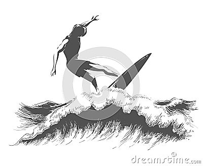 Surfer sketch icon Vector Illustration
