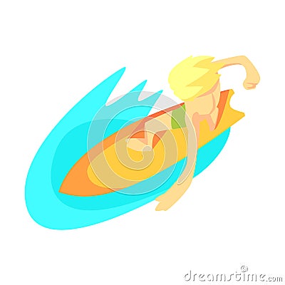 Surfer On Surf Board From Above, Part Of Teenagers Practicing Extreme Sports Vector Illustration