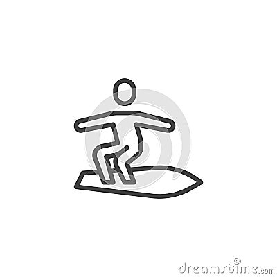 Surfer on surfboard line icon Vector Illustration