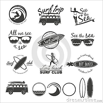 Surfer vector set. Vector Illustration