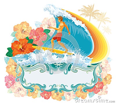 Surfer in the wave Vector Illustration