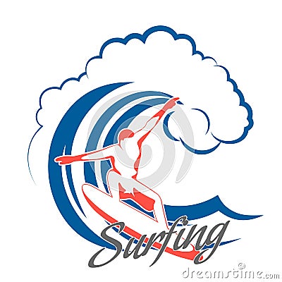 Surfer on a wave Vector Illustration