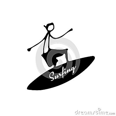 Surfer on wave, sketch for your design Vector Illustration