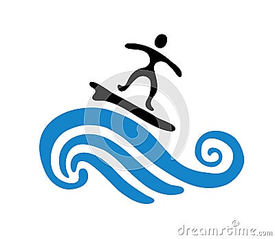 Surfer on the wave, vector illustration Vector Illustration