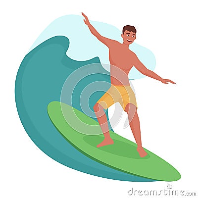 Surfer on the wave. Vector illustration. Vector Illustration