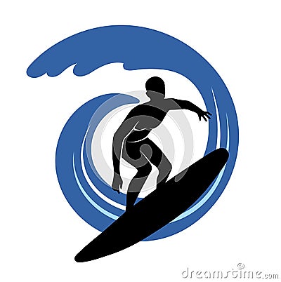 Surfer on waves an illustration on a white background Vector Illustration