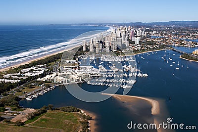 Surfers Paradise Aerial View from Helicopter Stock Photo