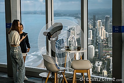 Surfers Paradise, Gold Coast, Australia - City view from Q1 SkyPoint Observation Deck Editorial Stock Photo