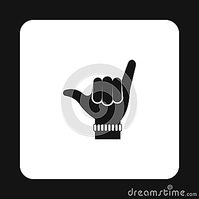 Surfers shaka sign icon, simple style Vector Illustration