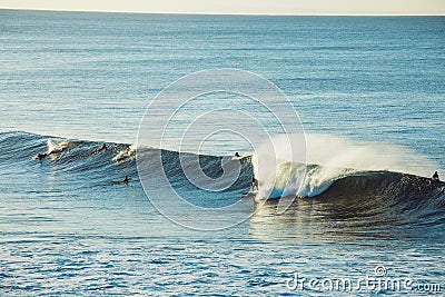 Surfers and Waves at Bells Beach, Australia Editorial Stock Photo