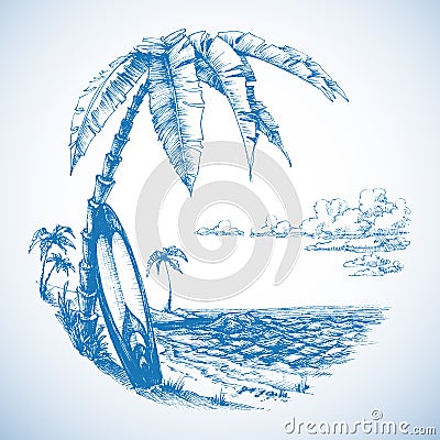 Surfing background Vector Illustration