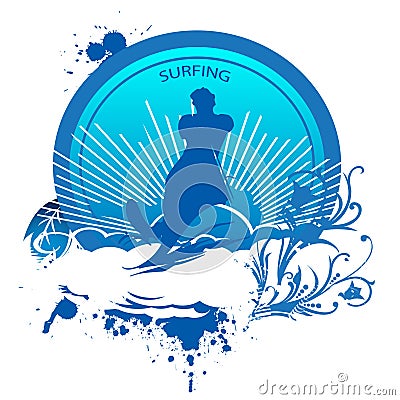 Surfing banner Vector Illustration