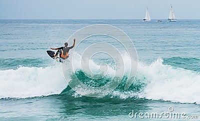 Surfing at Barcelona Editorial Stock Photo