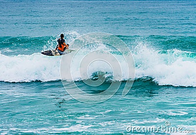 Surfing at Barcelona Editorial Stock Photo