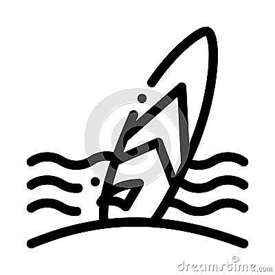 Surfing Board On Seaside Icon Thin Line Vector Vector Illustration