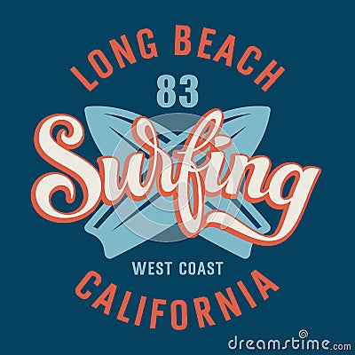 Surfing California Vector Illustration