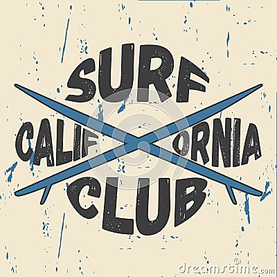 Surfing design California. Design clothes, t-shirts. Vector Illustration