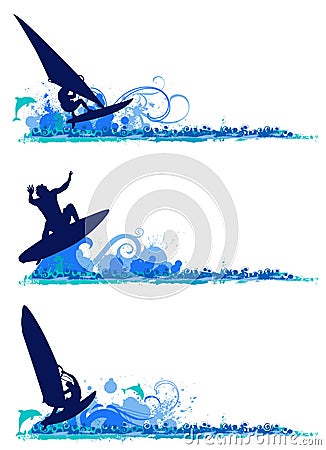 Surfing design elements Vector Illustration