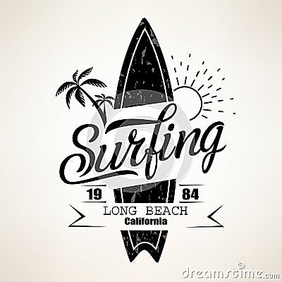 Surfing emblem template Vector Illustration