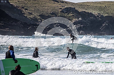 Surfing Fistral Newquay Editorial Stock Photo