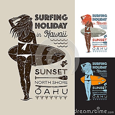 Surfing holiday in Hawaii Vector Illustration